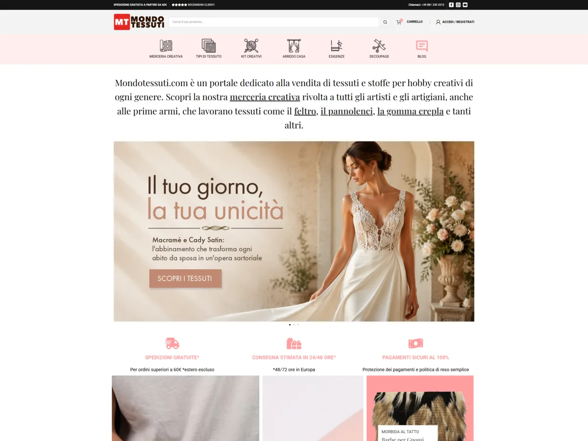 Screenshot progetto Mondo Tessuti